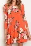 Orange 3/4 sleeve floral dress