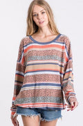 mix print long sleeve top