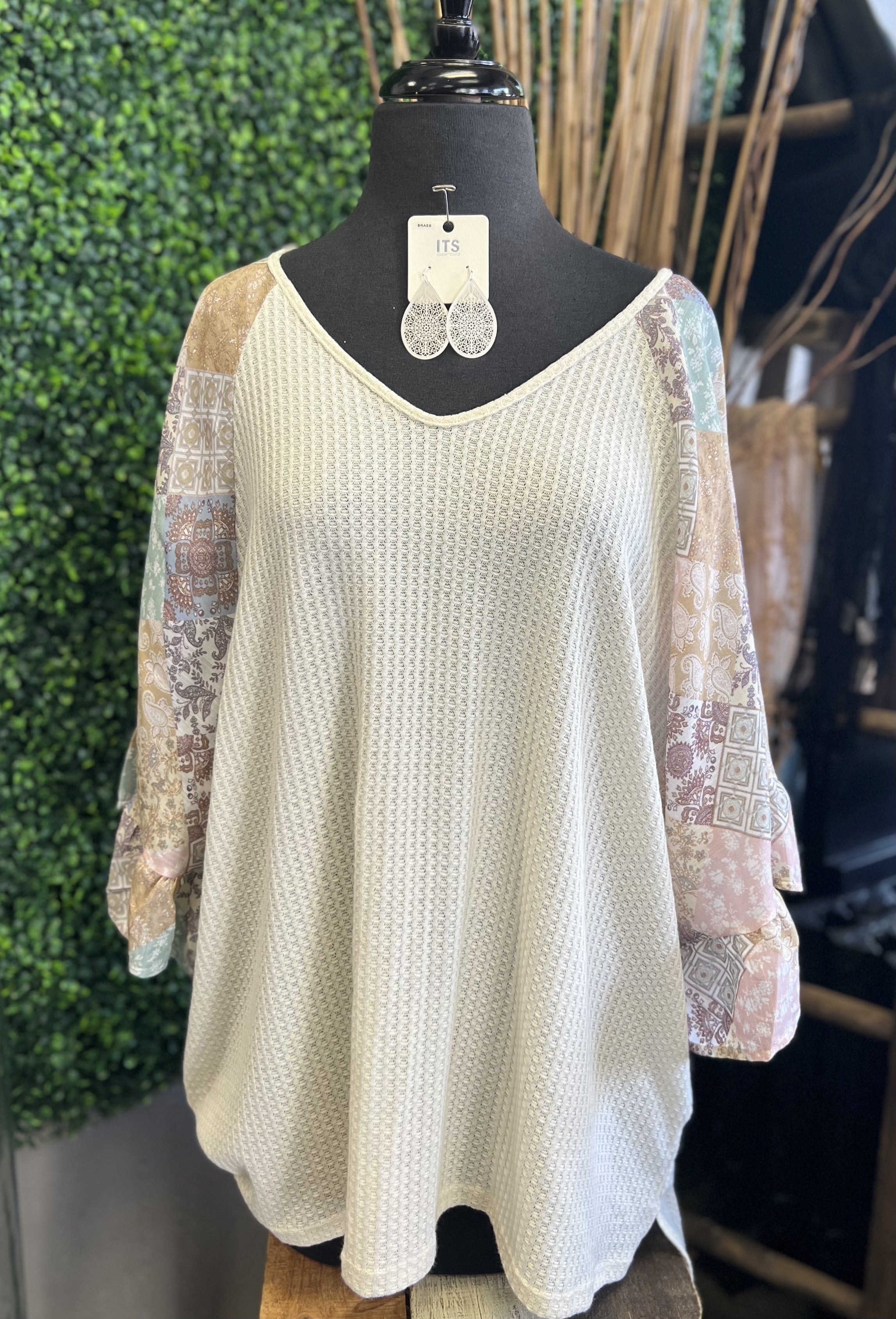Scarf Sleeve Hi-Low Top