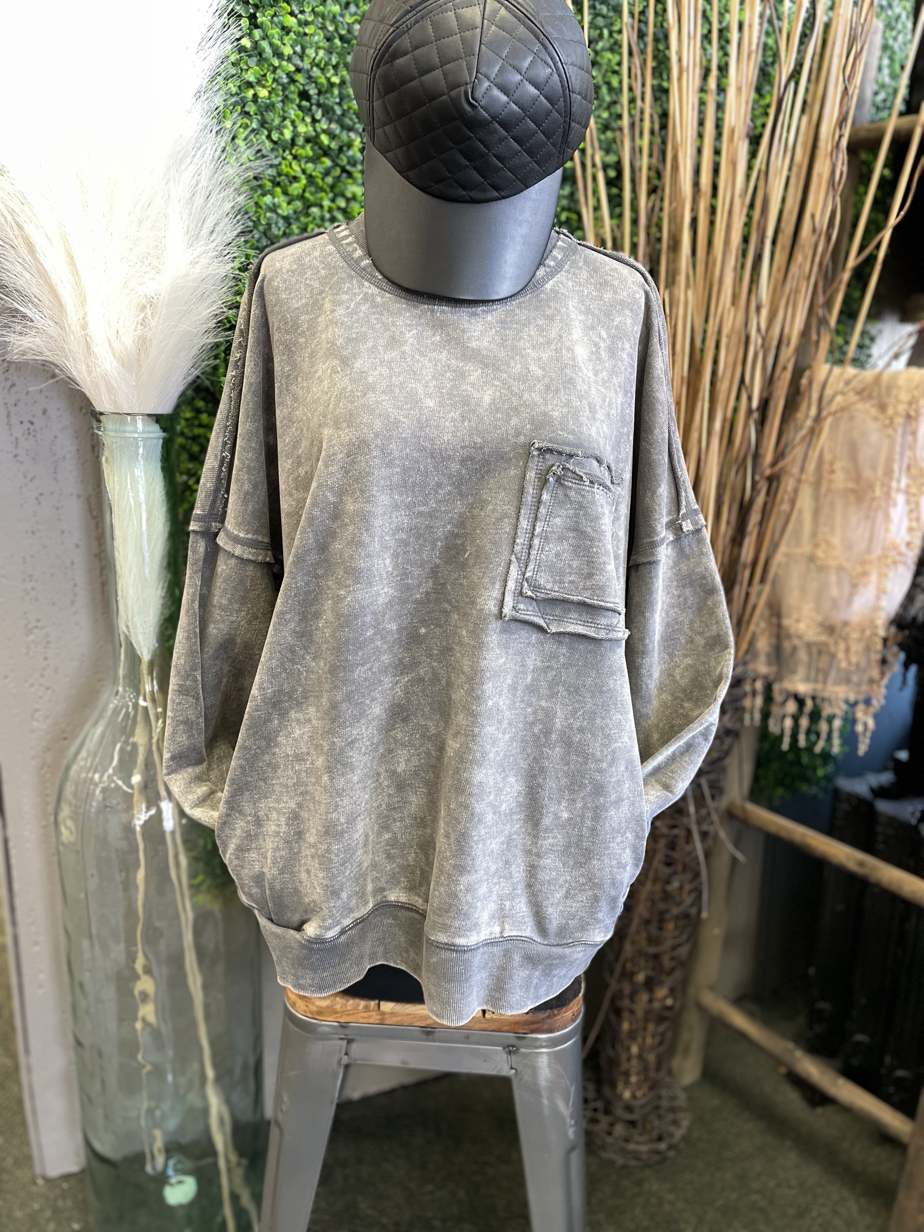French Terry Acid Wash Crew