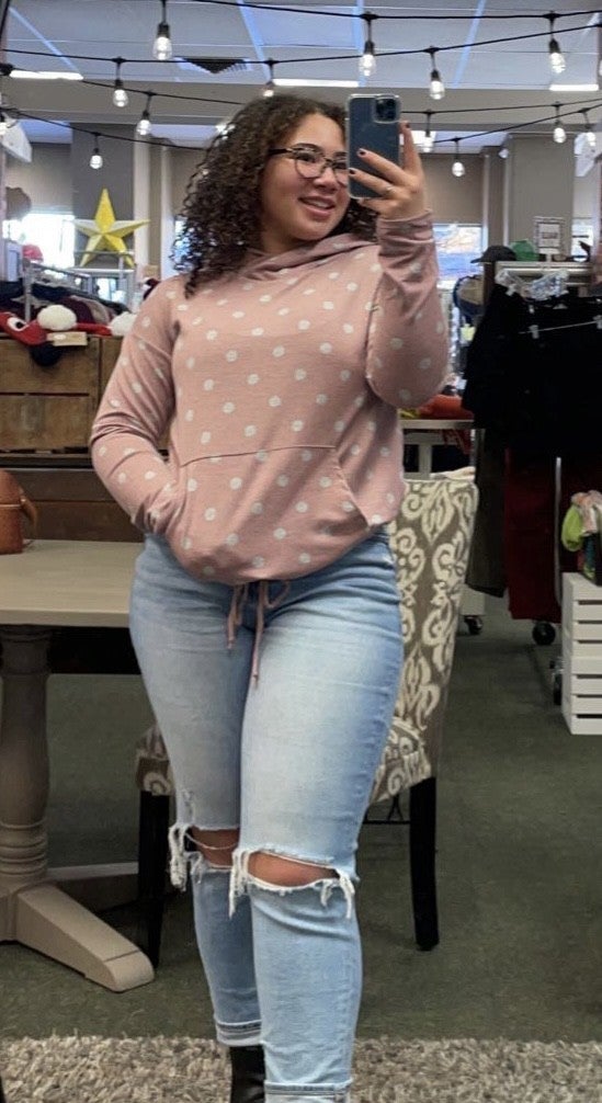Mauve Polka Dot Sweatshirt