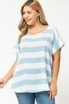 Blue wide striped top