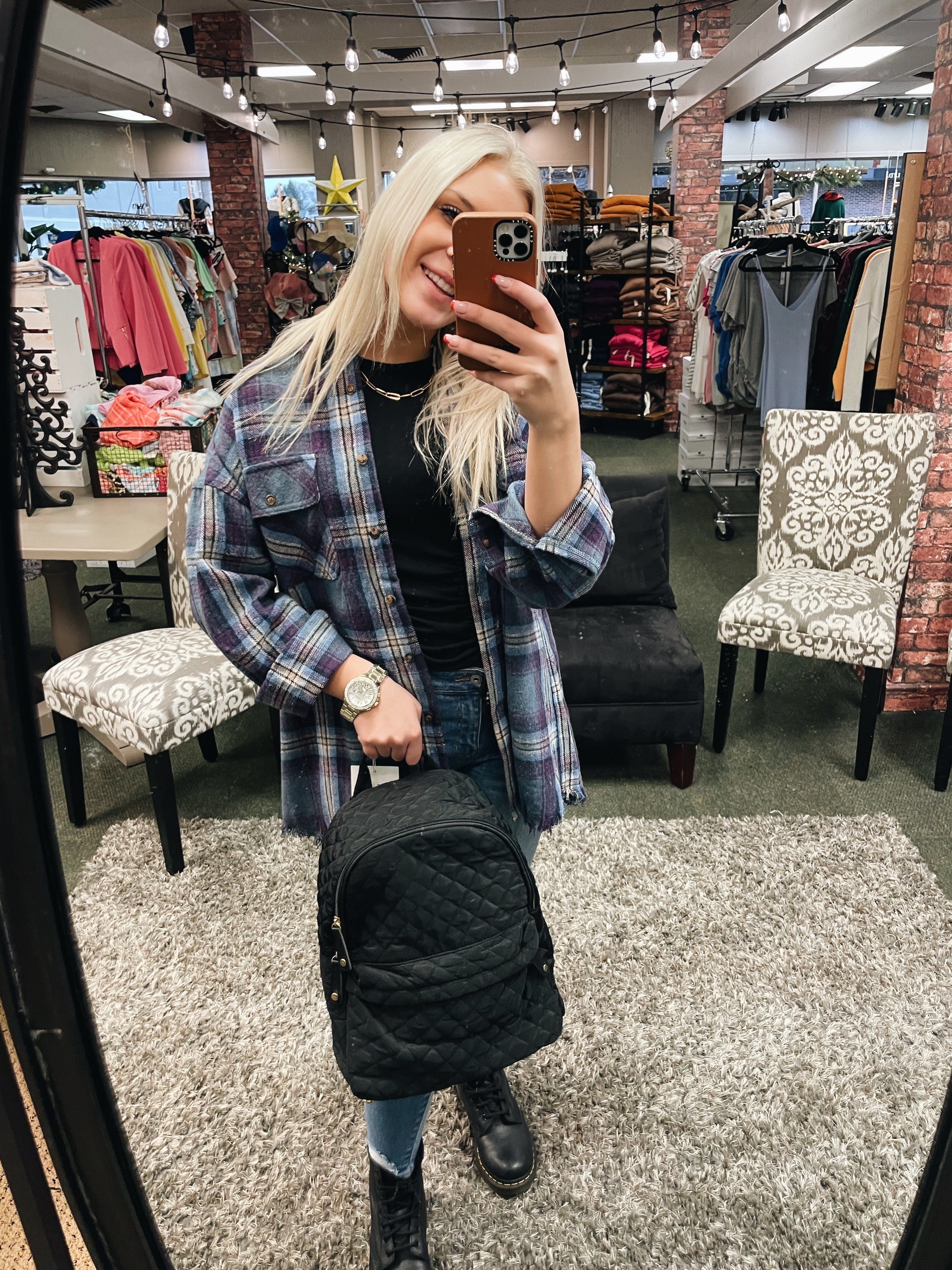 Denim Mix Hooded Flannel