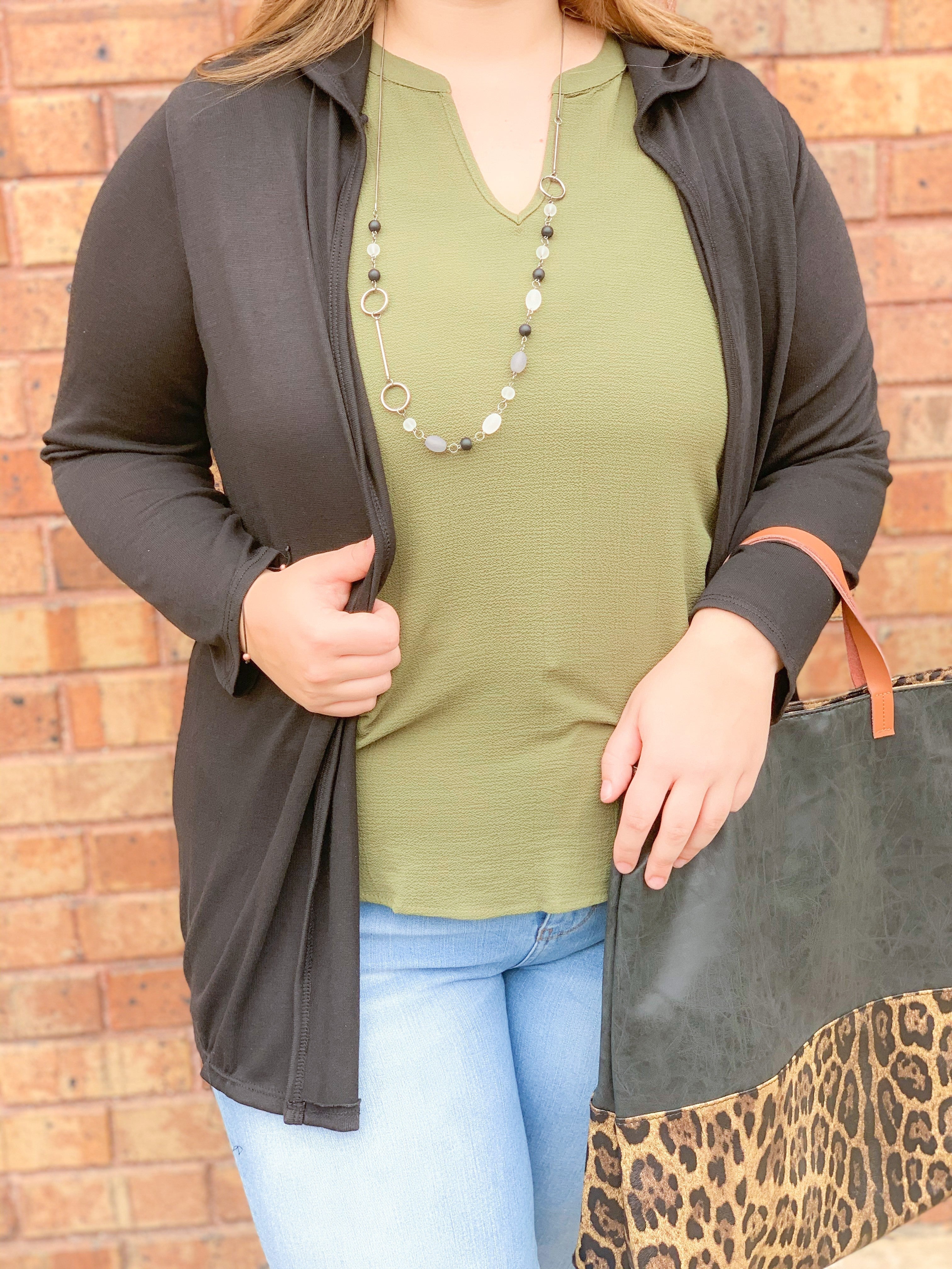 Black Semi Sheer Cardi w/ Hood