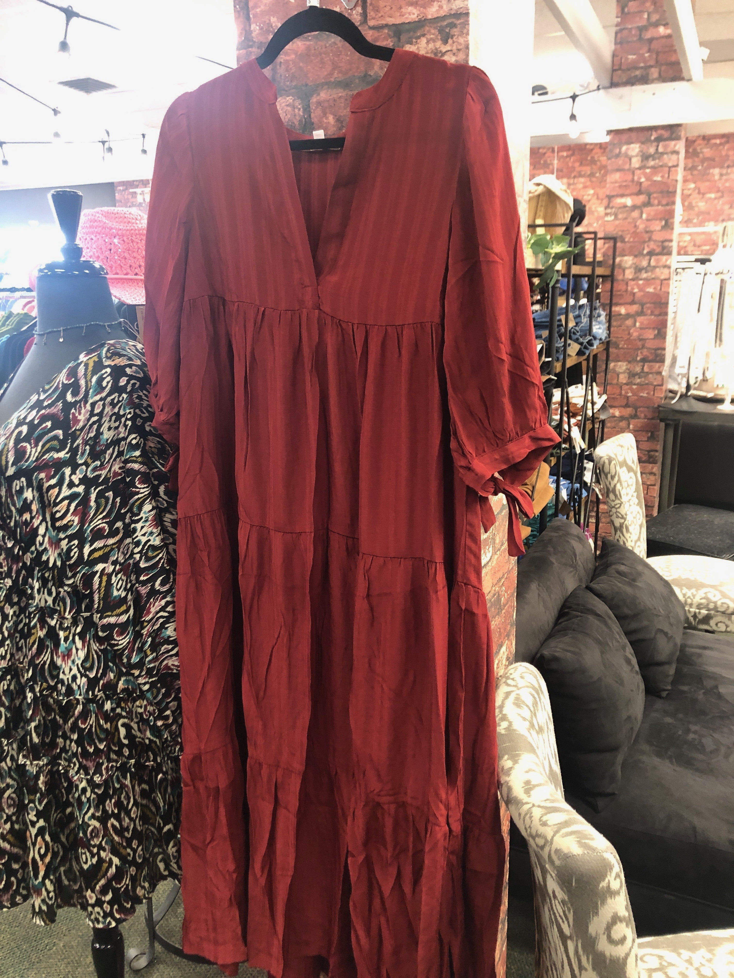 Tie Sleeve Midi Dress