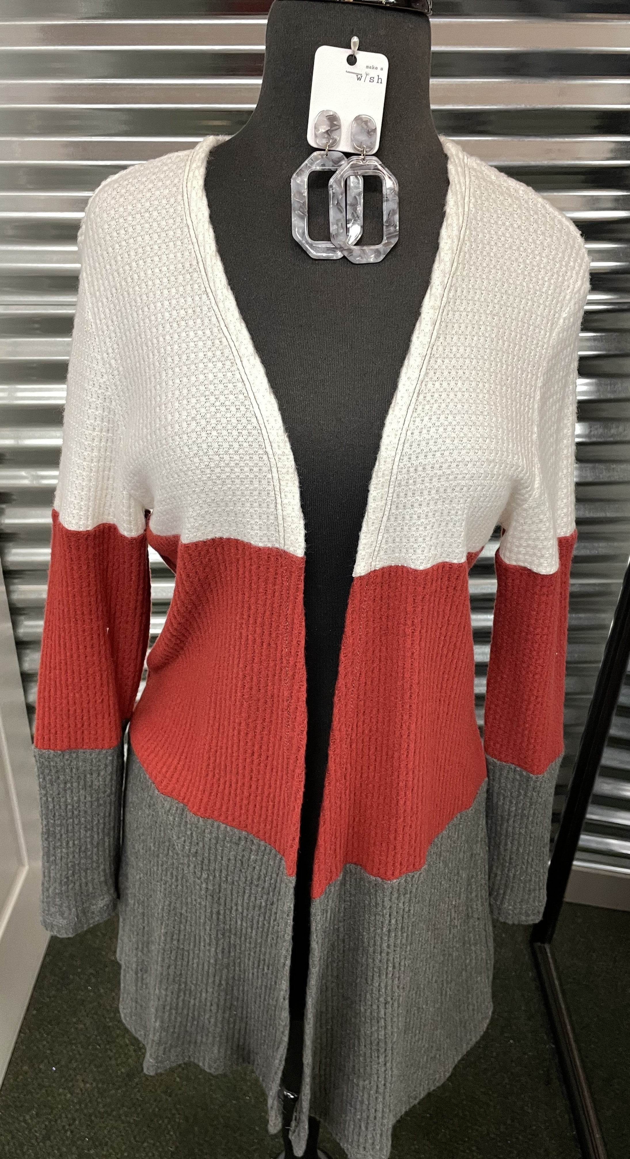 Waffle Color Block Cardi