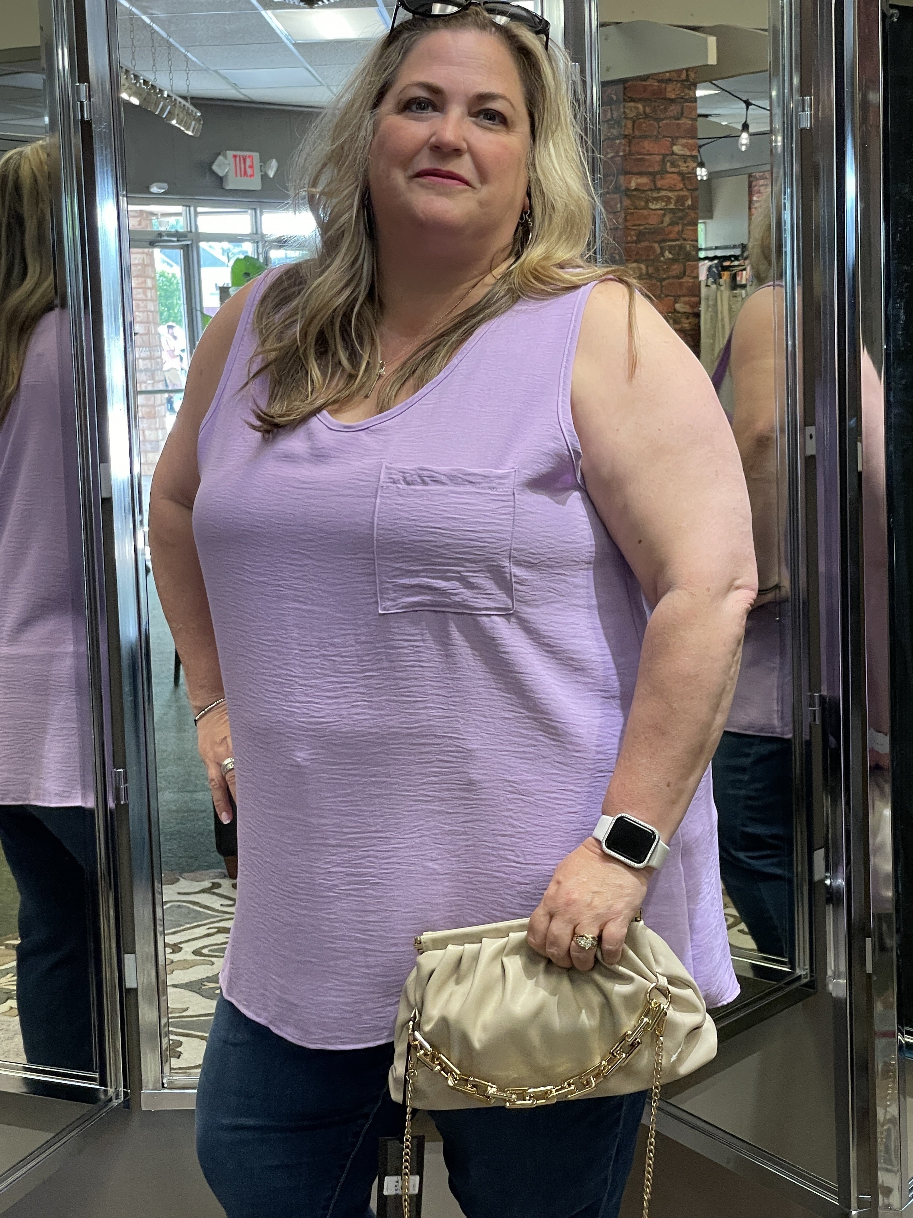 V-neck Sleeveless Pocket Top