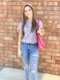Denim  Floral Top