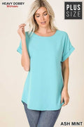 ash mint rolled sleeve top