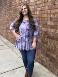Lavender Splattered Tie-dye 3/4 balloon sleeve