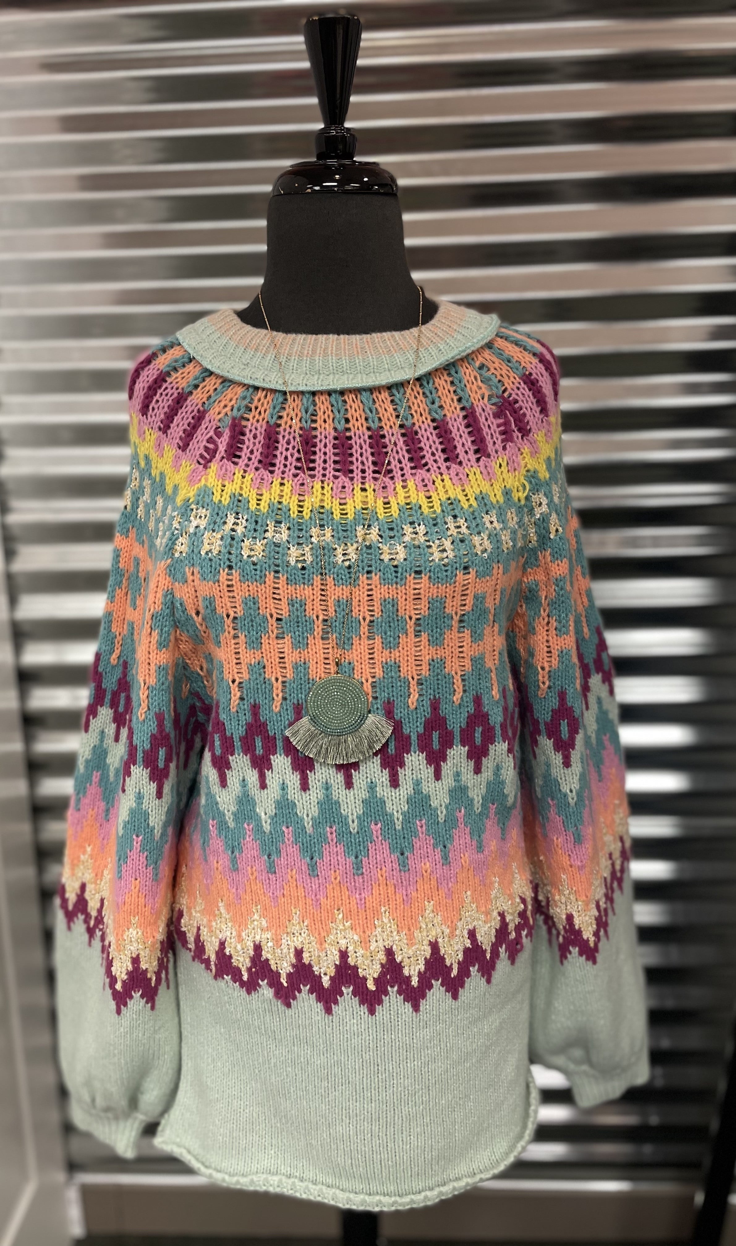 Geo Knit Pattern Sweater