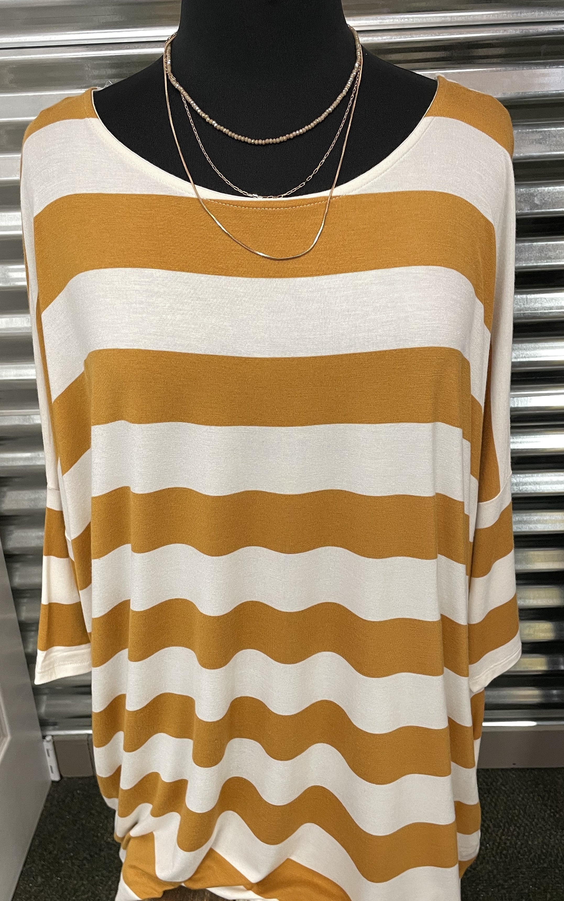 Mustard Striped Oversized Tshirt