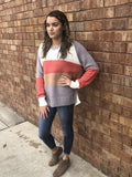 Hoodie Color Block Crochet Sweater