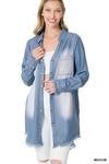 Chambray Frayed Jean Shirt/Jacket