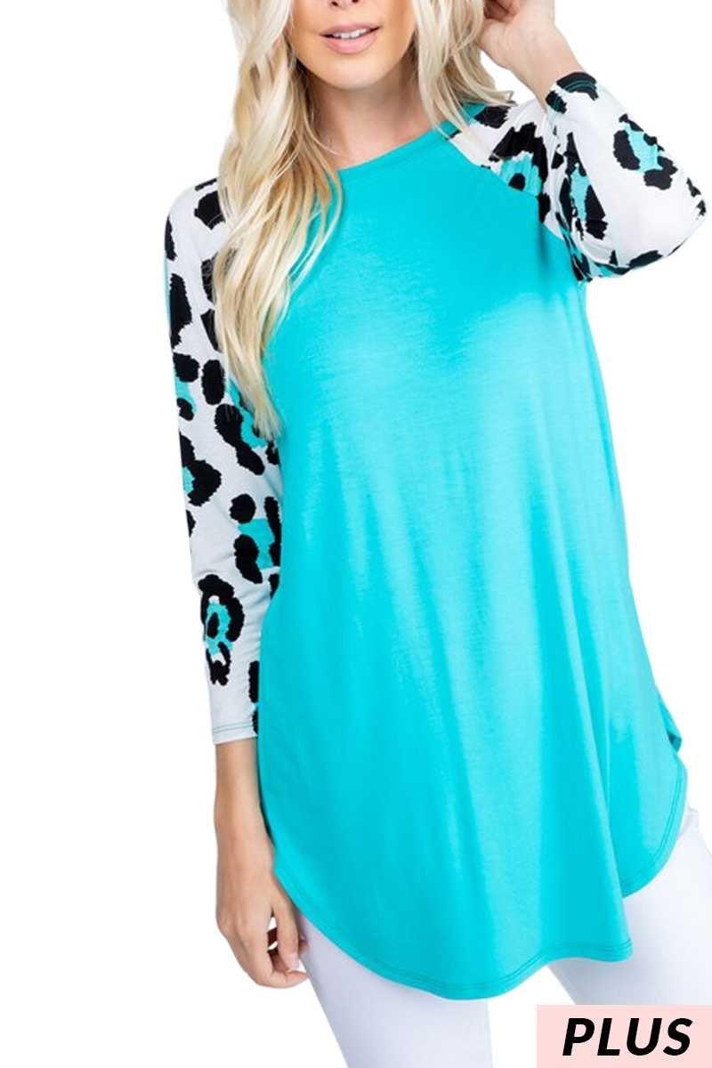 mint animal print ragland top