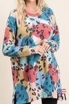 Multi Color and Animal Print Long Sleeve Top