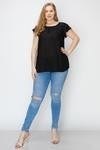 Navy plus ruffle sleeve top