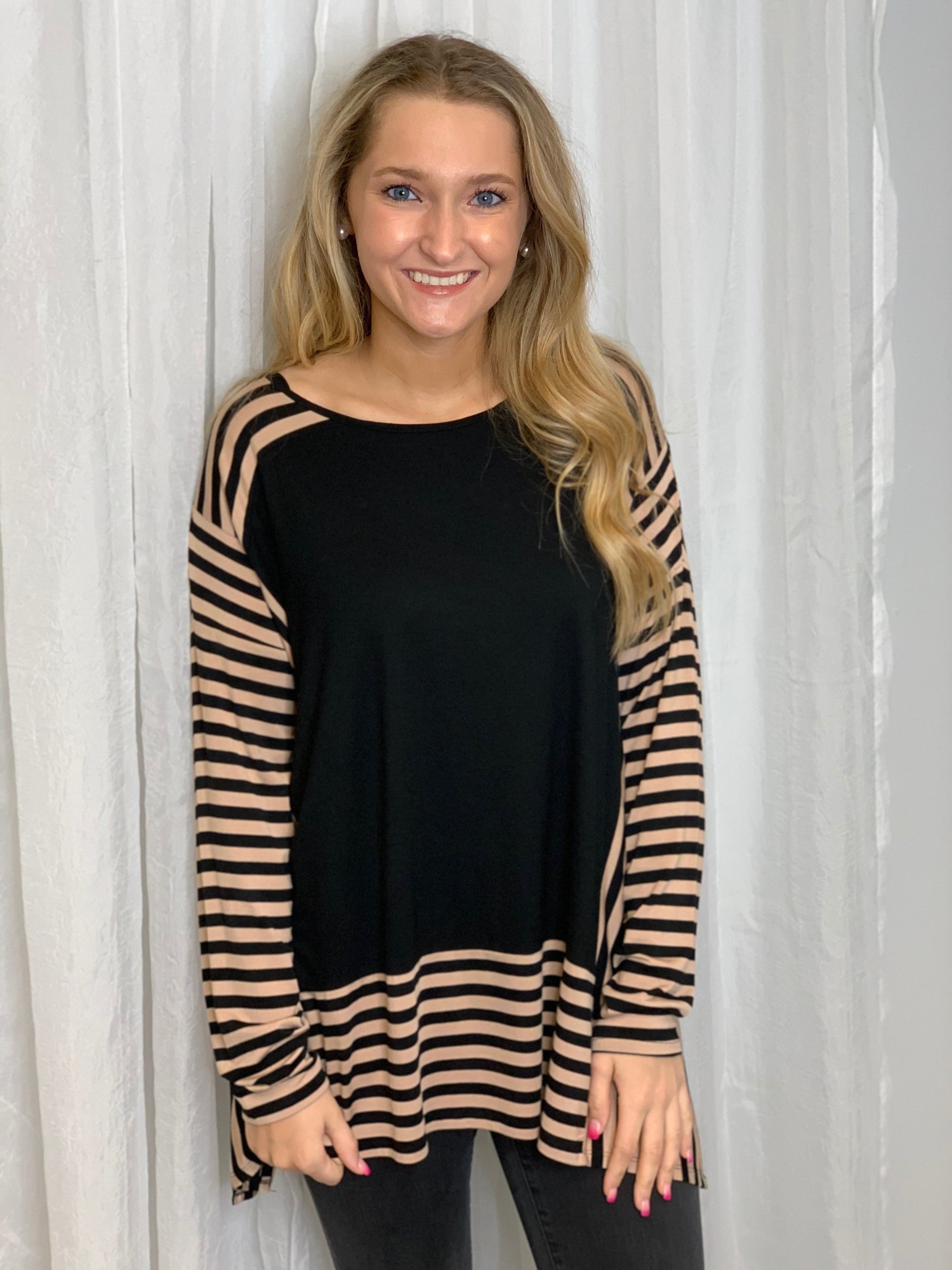 Beige/Black Tunic Top
