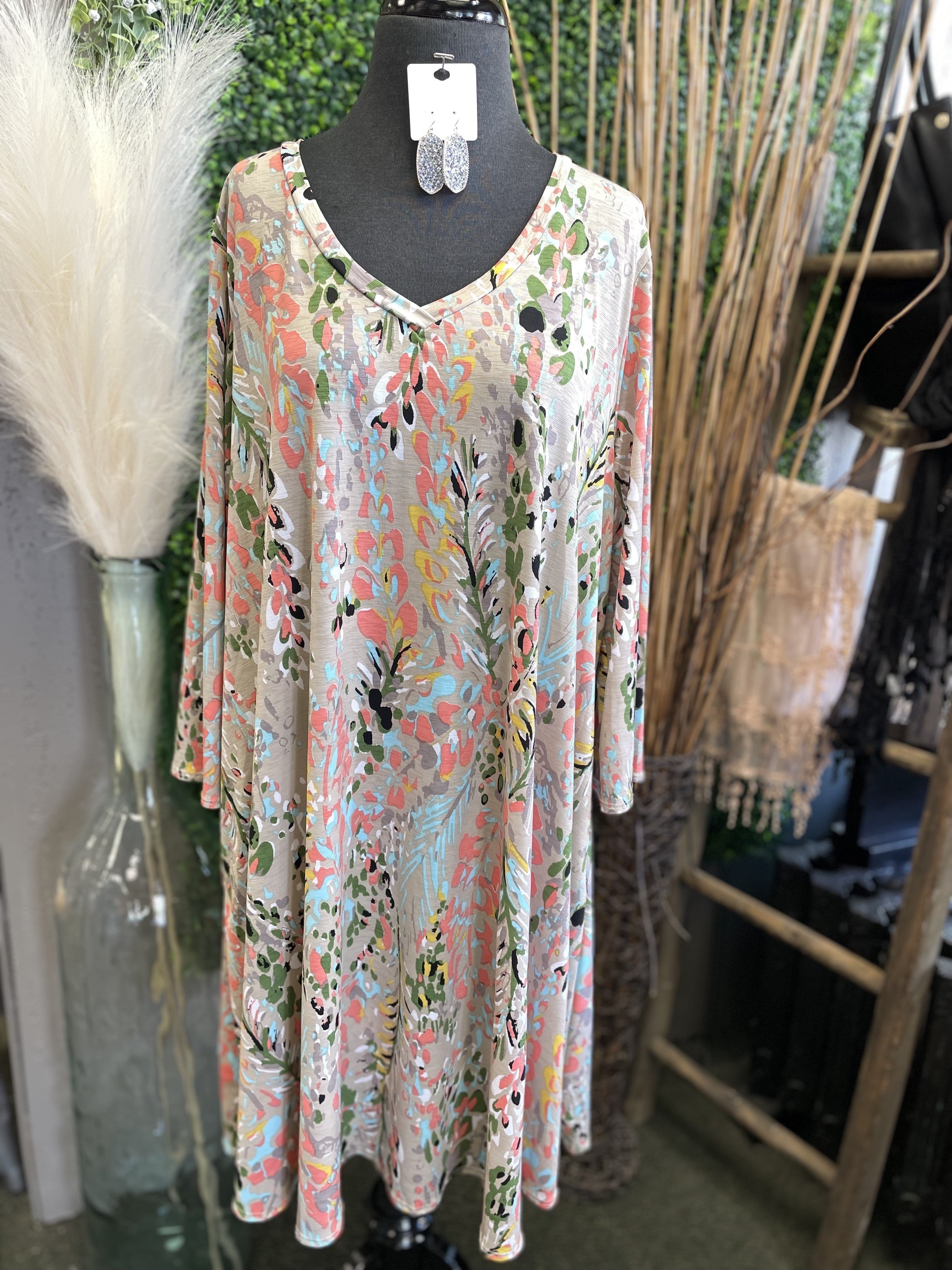 Floral Print Pocketed Dress