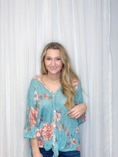 Floral Button Down Tie Waisted Top