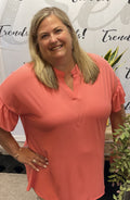 Coral Popover Top