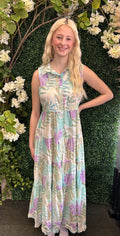 Printed Sleevless Tiered Dress