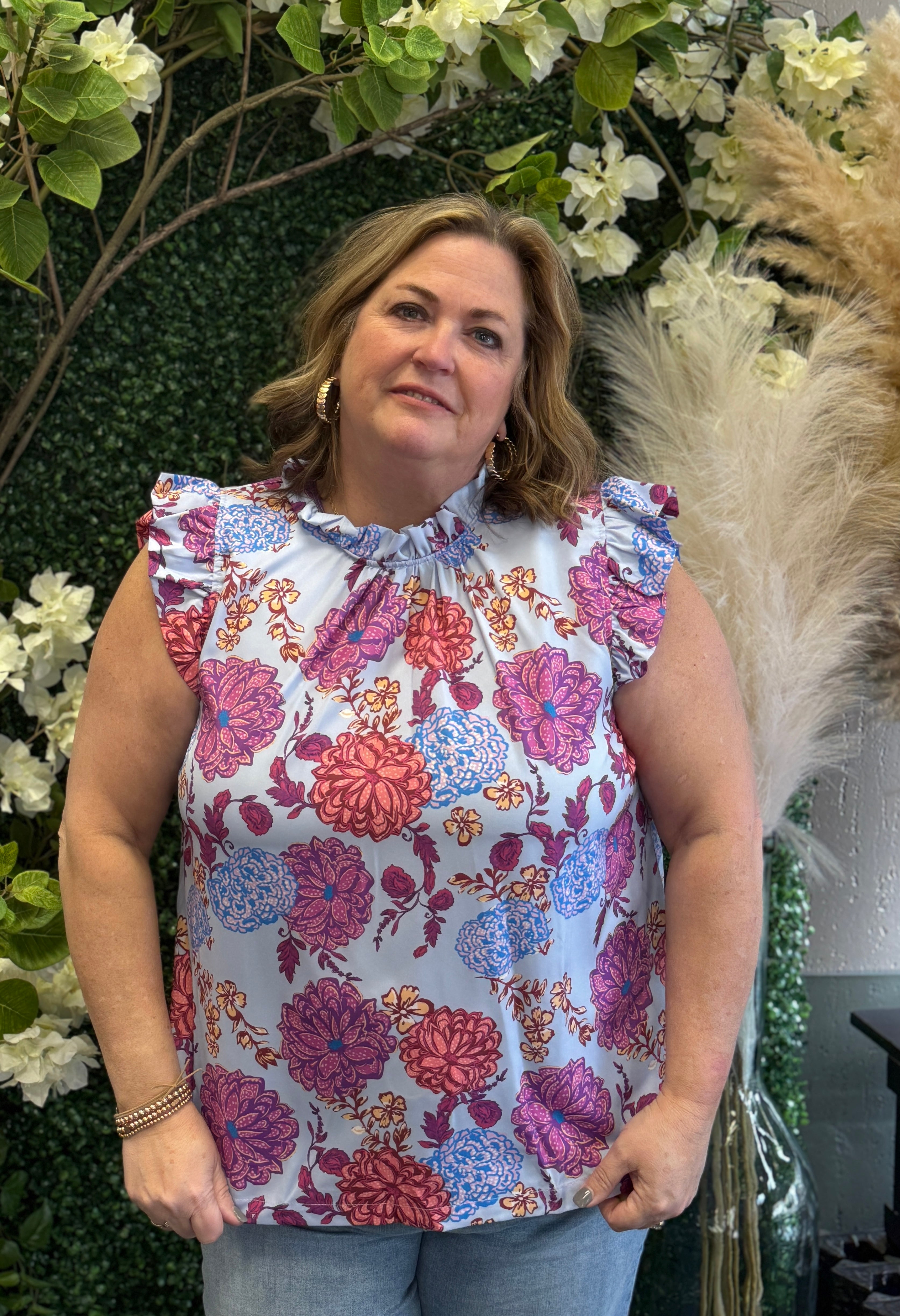 Floral Ruffle SleeveTop