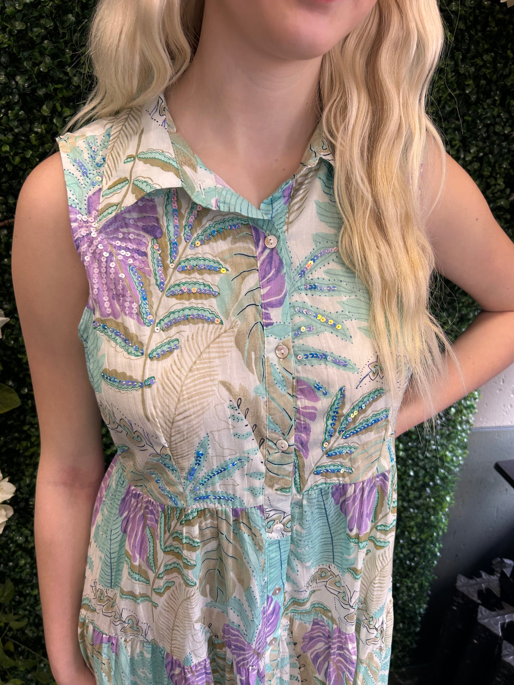 Printed Sleevless Tiered Dress