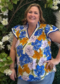 Floral Print Blouse with Contrast Trim