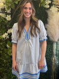 Striped Contrast Trim Tiered Dress