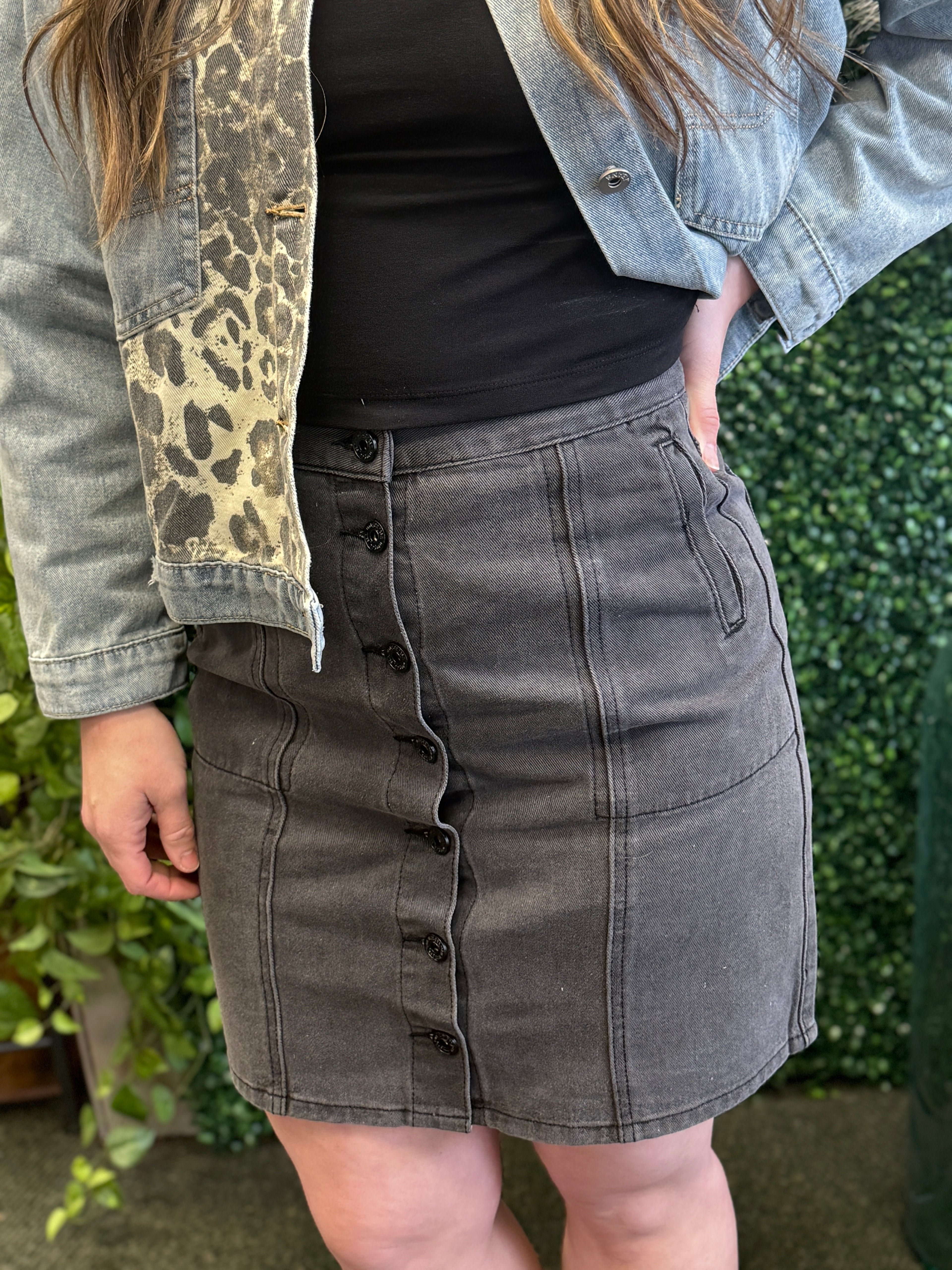 Button Down Denim Skirt
