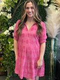 Swiss Dot Collared Tiered Dress