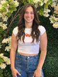 Strawberry Graphic Short Sleeve Knit Cropped T-shi