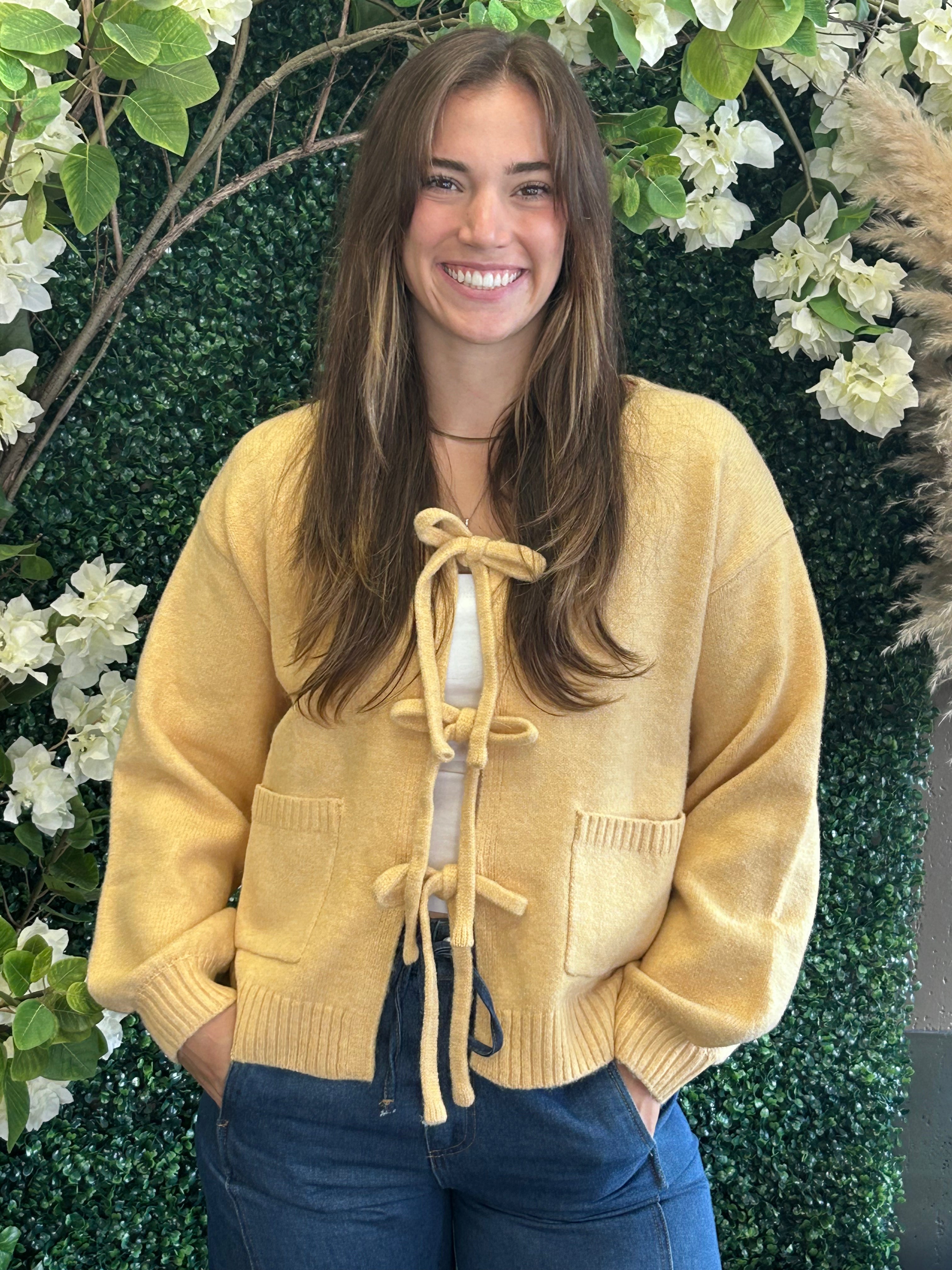 Knot Front Long Sleeve Cardigan