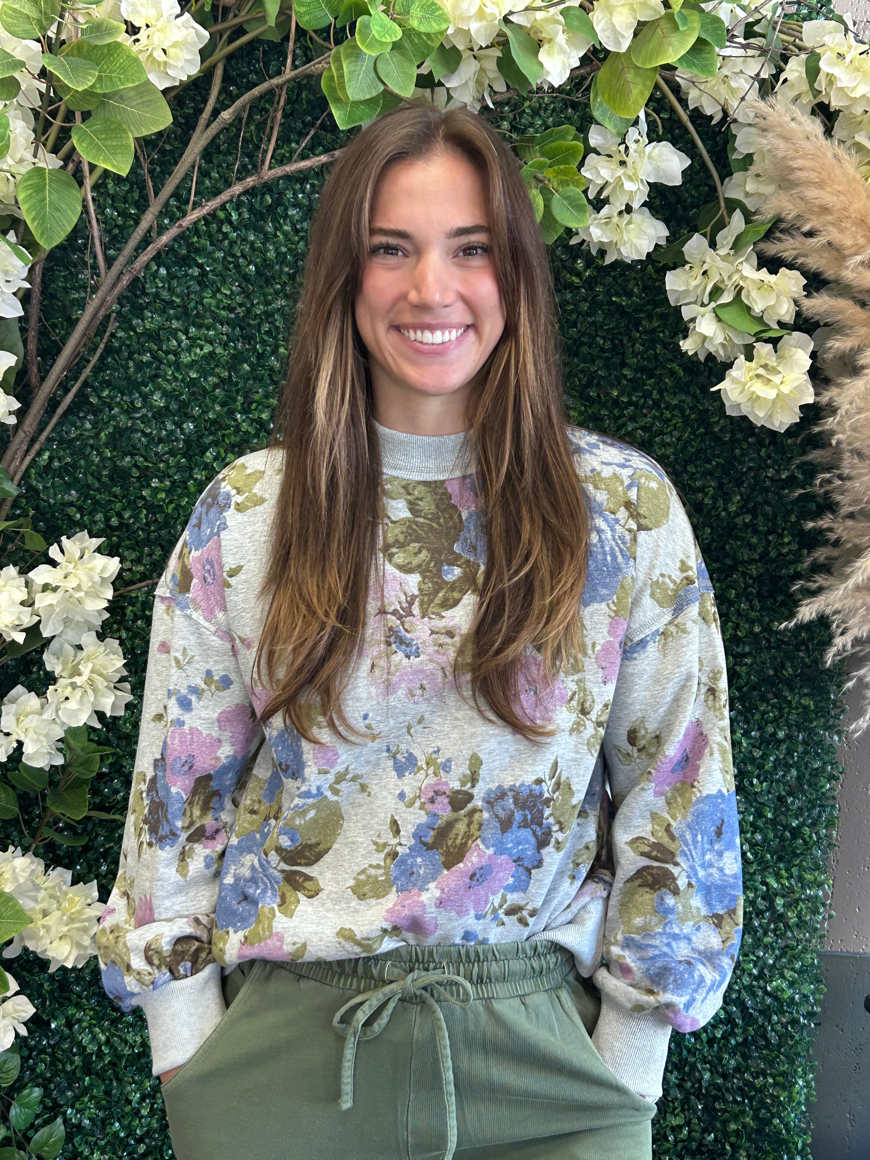 Crew Neck Floral Sweatshirt