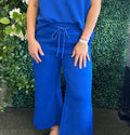 Textured Cropped Wide Leg Pants