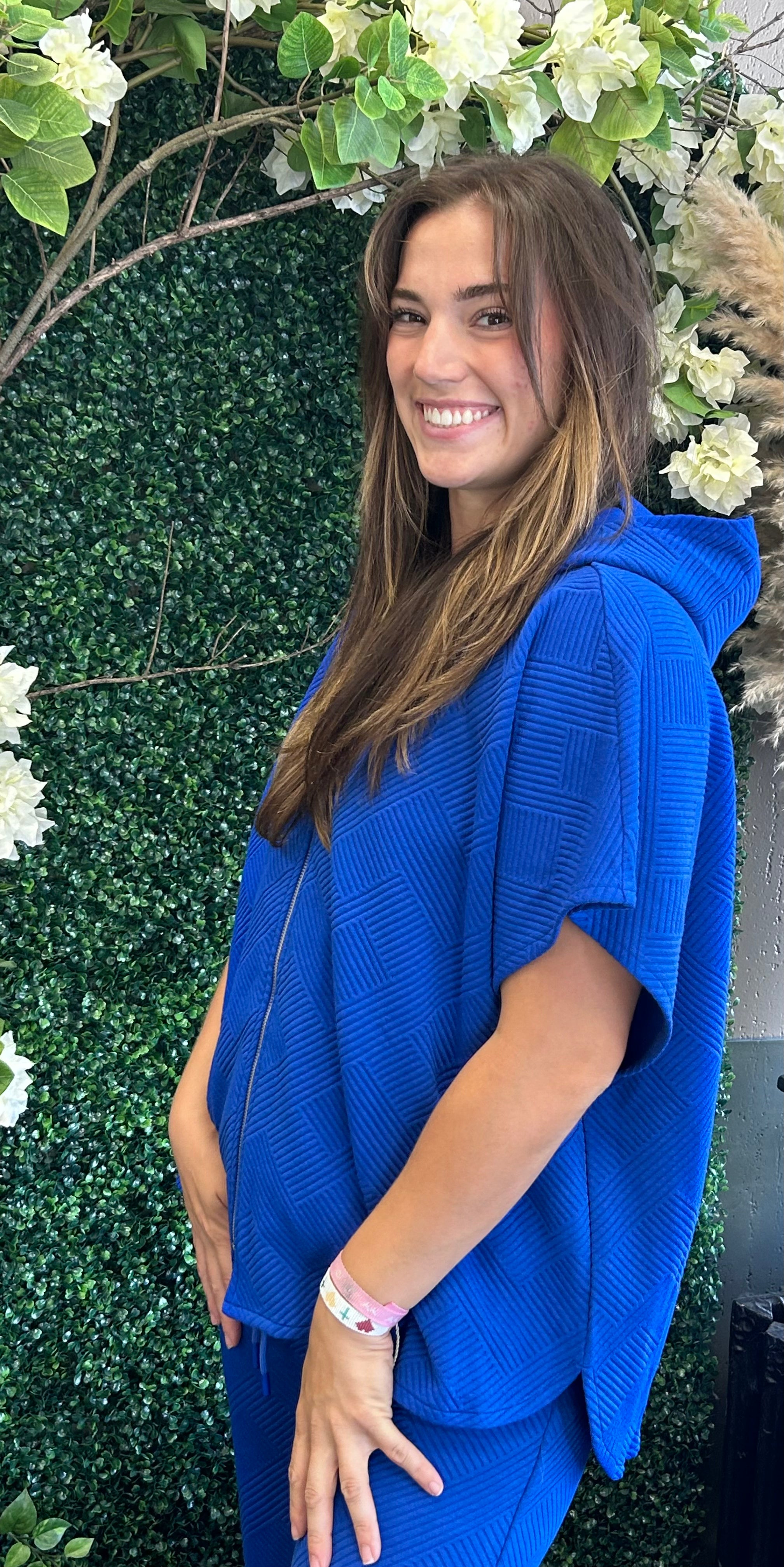 Textured Hoodie Top