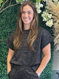 Lurex Textured Short Sleeve Lounge Top