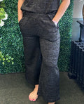 Lurex Textured Cropped Wide Pants