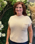 Pocket Detail Drop Shoulder Short Sleeve Sweater