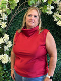 Red Sleeveless Woven Top
