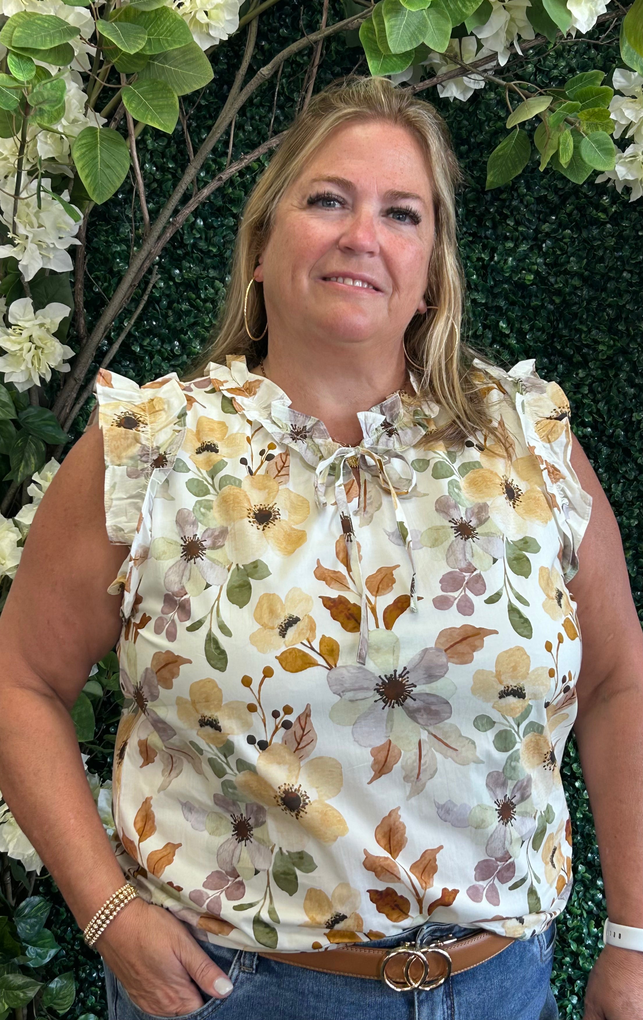 Tie Neck Floral Top