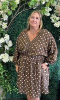 Brown Polka Dot Dolman Dress