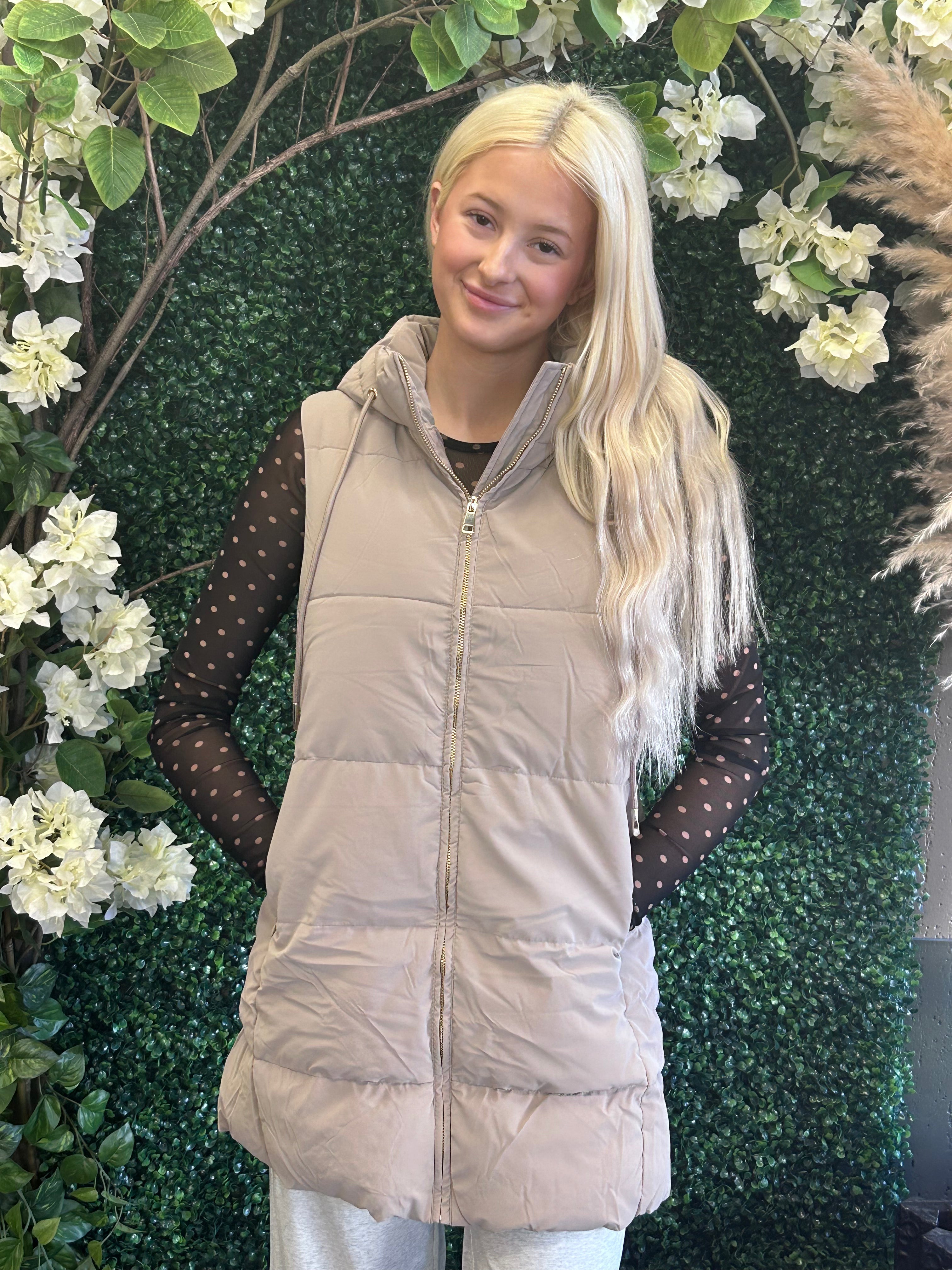 Long Hooded Puffer Vest