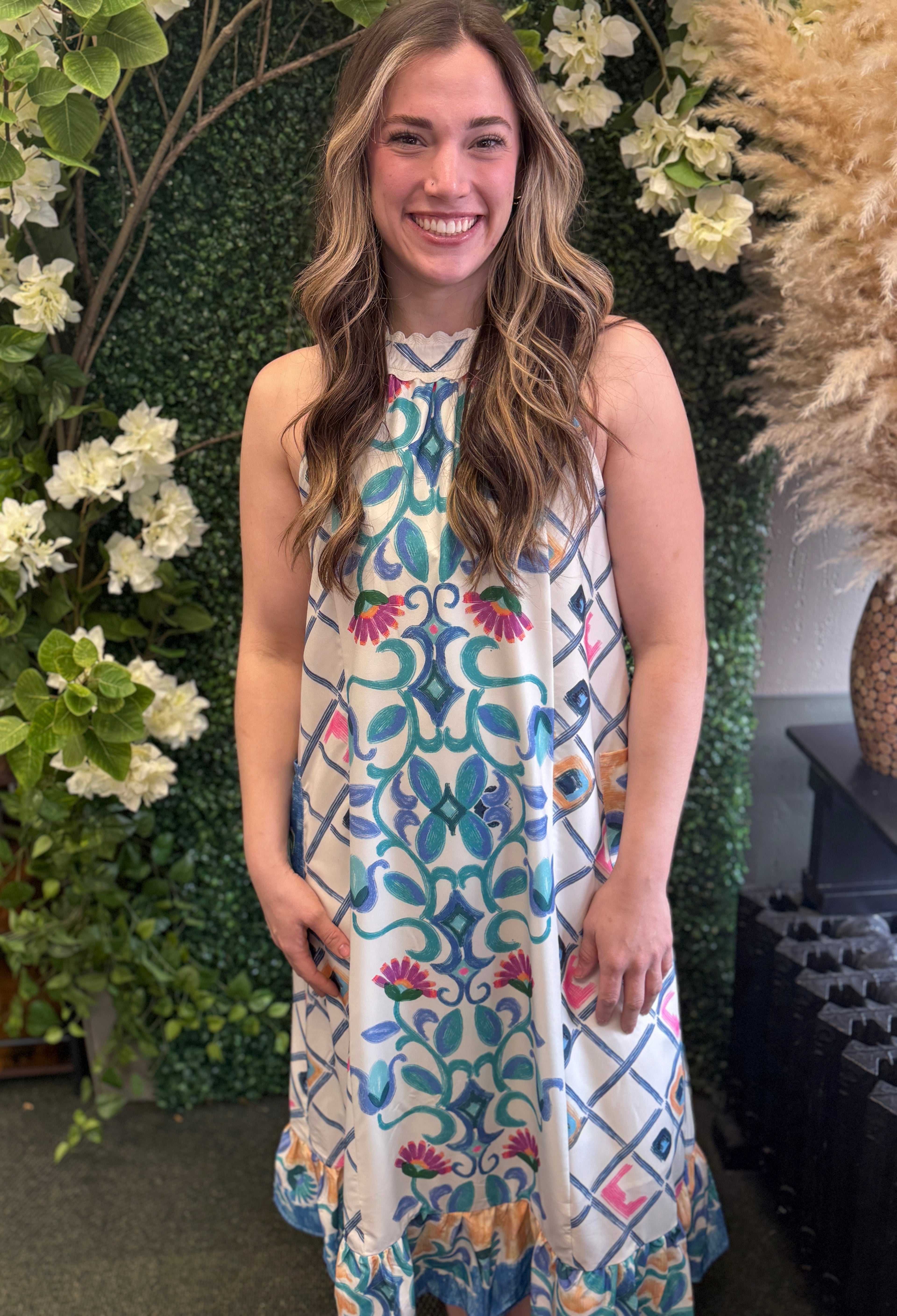 Haulter Midi Dress w/ Pockets
