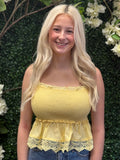 Yellow Smocked Ruffle Top