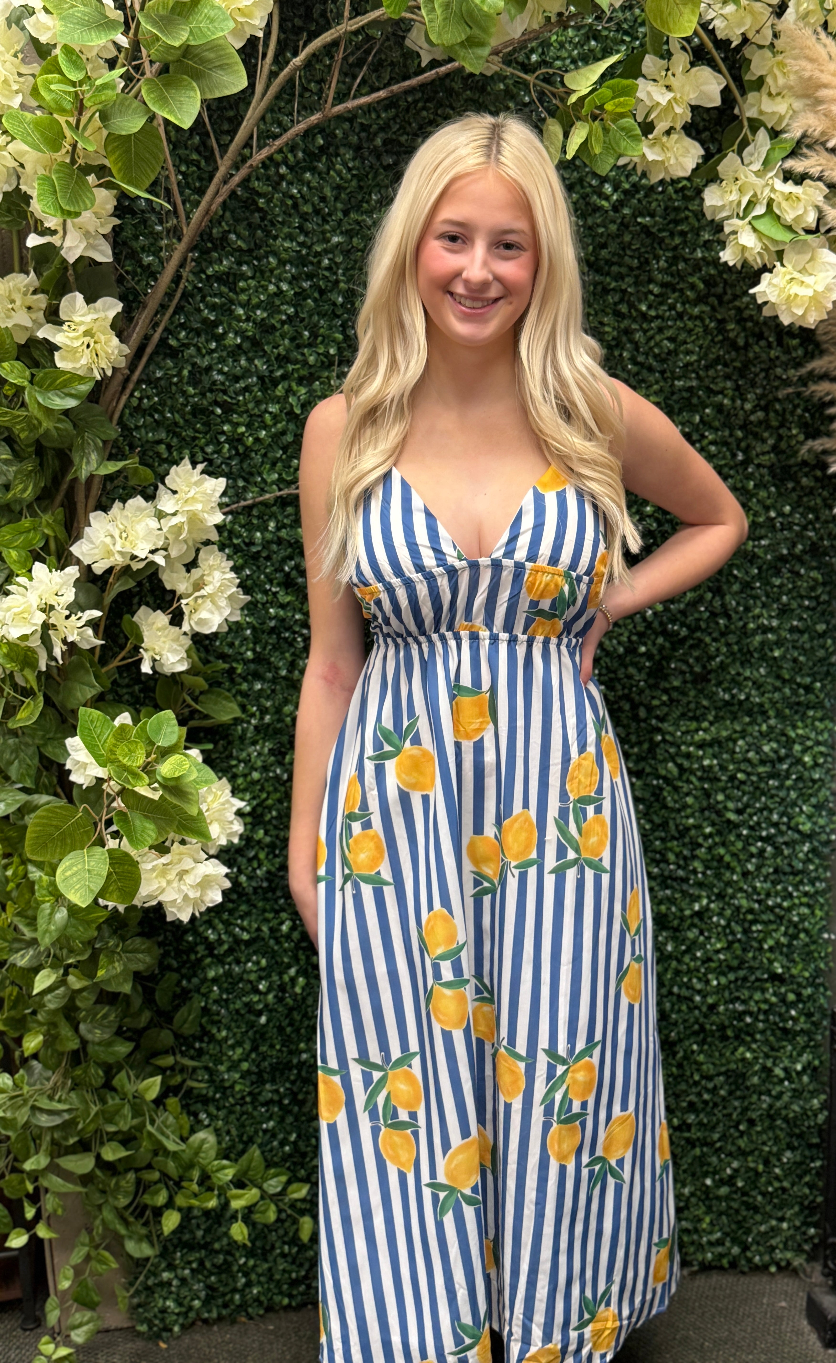 Blue Striped Lemon Dress – Trends on Main