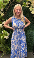 Floral Cinched Waist Sleeveless Dress