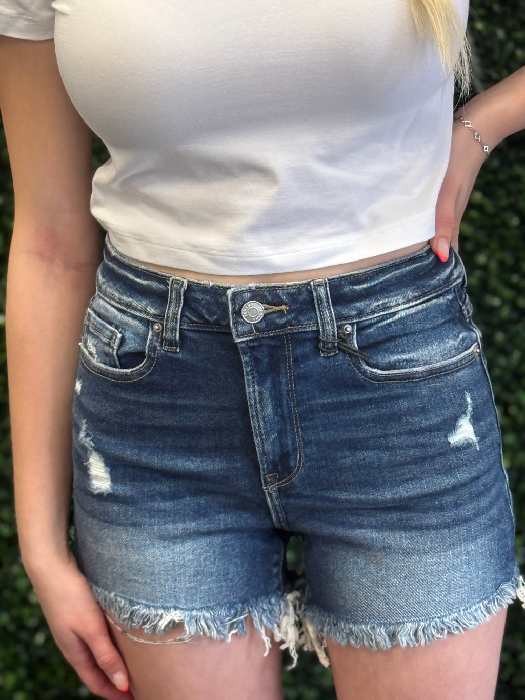 Frayed Hem Denim Shorts