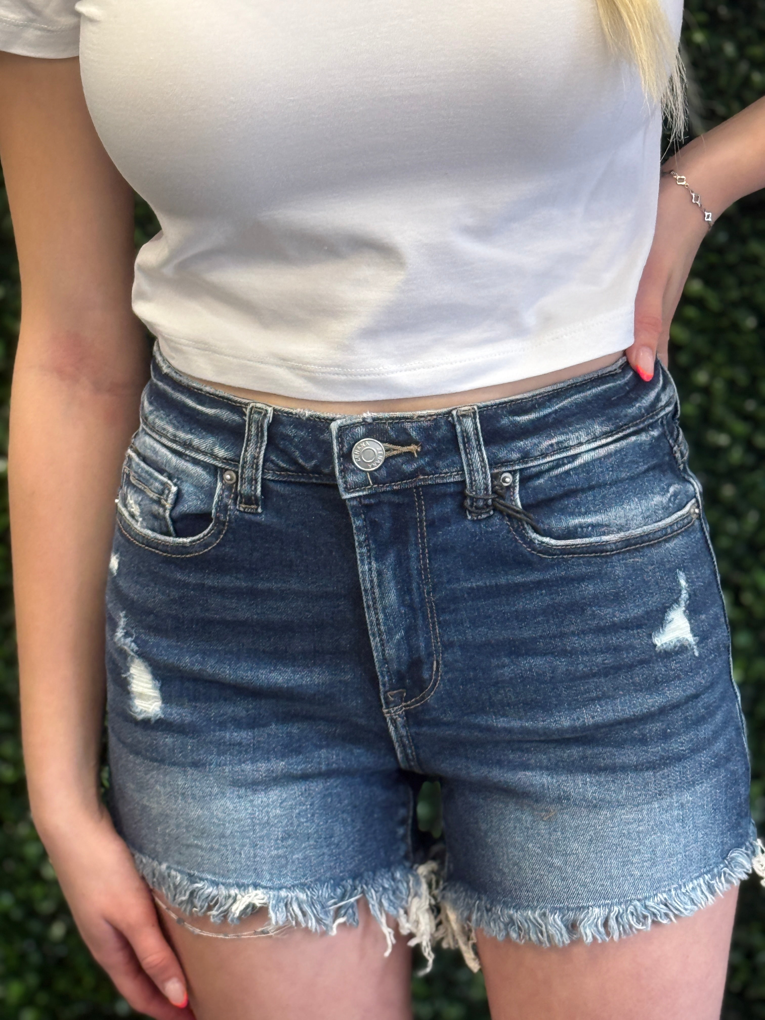 Frayed Hem Denim Shorts